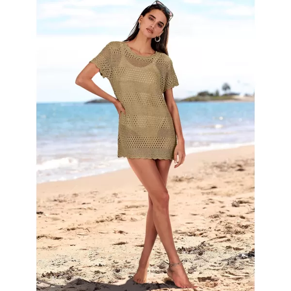 Caracilia Women Swimsuit Coverup Crochet Bathing Suit Cover Ups for Swimwear Swim 2024 Summer Bikini Beachwear Beach Dress
