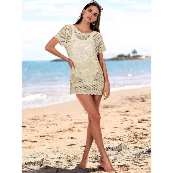 Caracilia Women Swimsuit Coverup Crochet Bathing Suit Cover Ups for Swimwear Swim 2024 Summer Bikini Beachwear Beach Dress