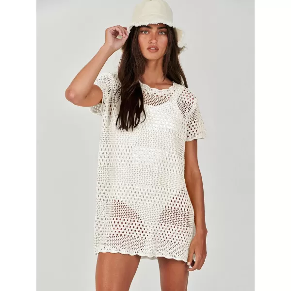 Caracilia Women Swimsuit Coverup Crochet Bathing Suit Cover Ups for Swimwear Swim 2024 Summer Bikini Beachwear Beach Dress