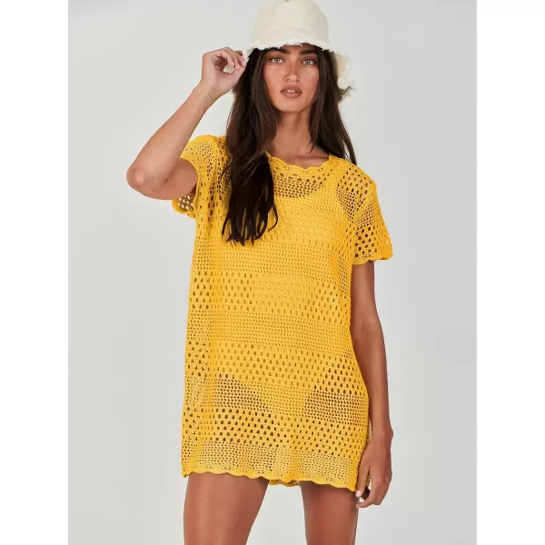 Caracilia Women Swimsuit Coverup Crochet Bathing Suit Cover Ups for Swimwear Swim 2024 Summer Bikini Beachwear Beach Dress