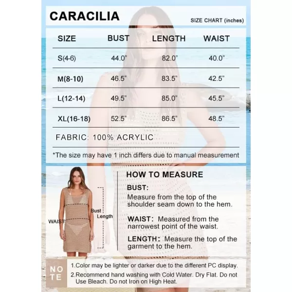 Caracilia Women Swimsuit Coverup Crochet Bathing Suit Cover Ups for Swimwear Swim 2024 Summer Bikini Beachwear Beach Dress