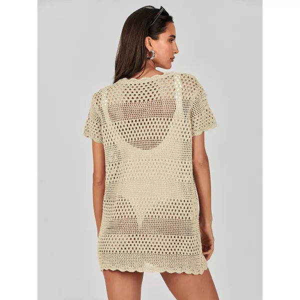 Caracilia Women Swimsuit Coverup Crochet Bathing Suit Cover Ups for Swimwear Swim 2024 Summer Bikini Beachwear Beach Dress