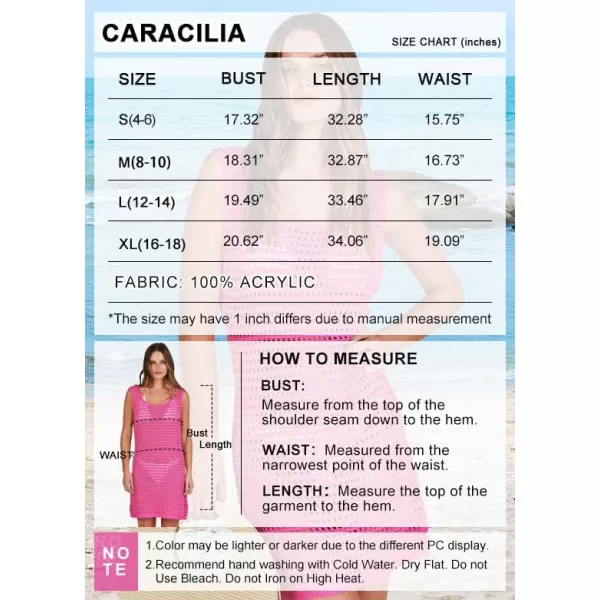 Caracilia Women Swimsuit Coverup Crochet Bathing Suit Cover Ups for Swimwear Swim 2024 Summer Bikini Beachwear Beach Dress