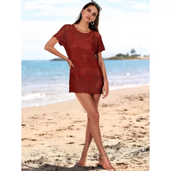Caracilia Women Swimsuit Coverup Crochet Bathing Suit Cover Ups for Swimwear Swim 2024 Summer Bikini Beachwear Beach Dress