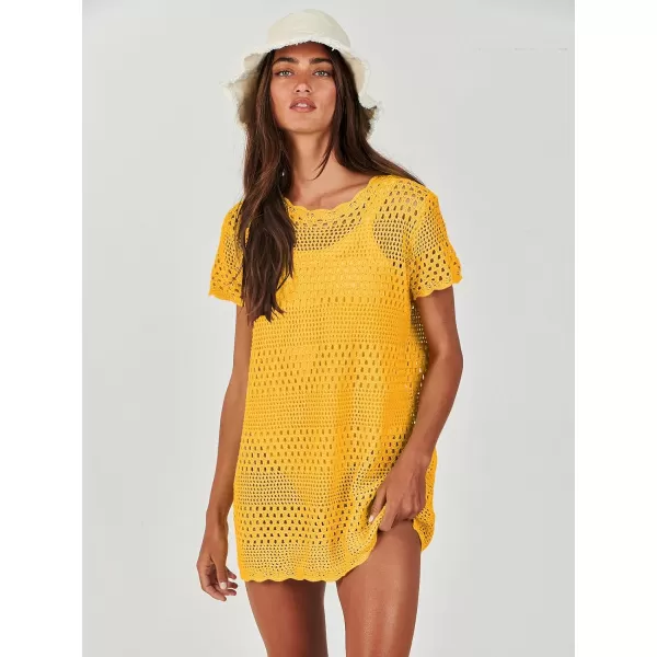 Caracilia Women Swimsuit Coverup Crochet Bathing Suit Cover Ups for Swimwear Swim 2024 Summer Bikini Beachwear Beach Dress