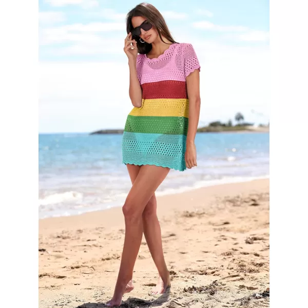 Caracilia Women Swimsuit Coverup Crochet Bathing Suit Cover Ups for Swimwear Swim 2024 Summer Bikini Beachwear Beach Dress