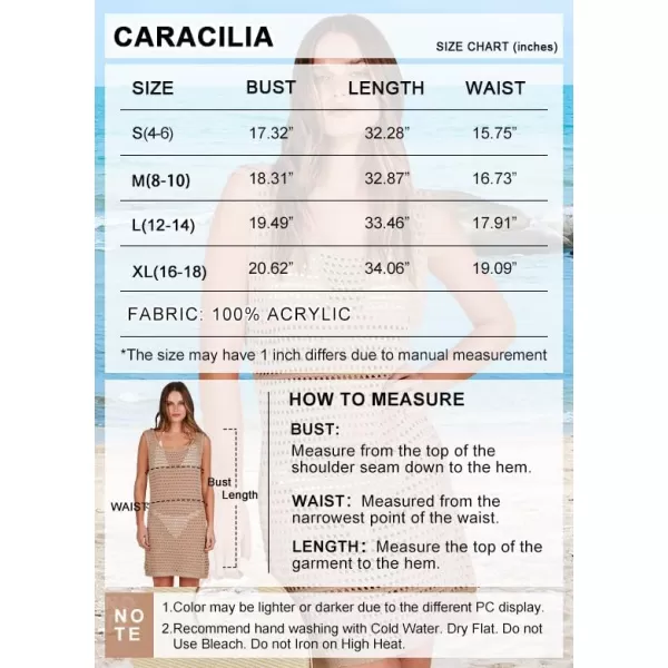 Caracilia Women Swimsuit Coverup Crochet Bathing Suit Cover Ups for Swimwear Swim 2024 Summer Bikini Beachwear Beach Dress