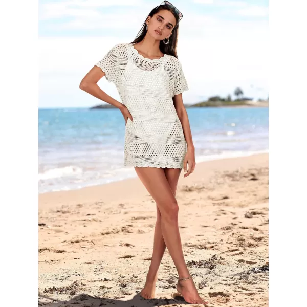 Caracilia Women Swimsuit Coverup Crochet Bathing Suit Cover Ups for Swimwear Swim 2024 Summer Bikini Beachwear Beach Dress