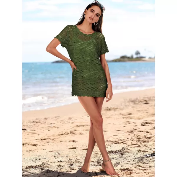 Caracilia Women Swimsuit Coverup Crochet Bathing Suit Cover Ups for Swimwear Swim 2024 Summer Bikini Beachwear Beach Dress