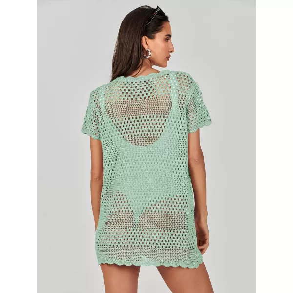 Caracilia Women Swimsuit Coverup Crochet Bathing Suit Cover Ups for Swimwear Swim 2024 Summer Bikini Beachwear Beach Dress