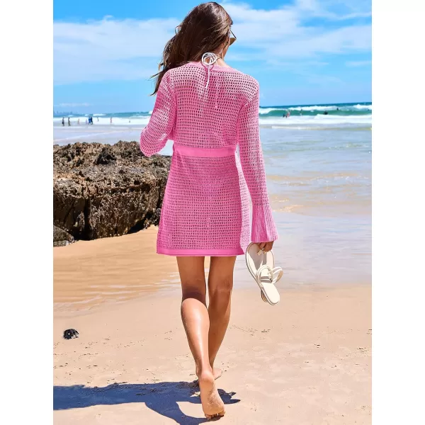 Caracilia Women Swimsuit Coverup Crochet Bathing Suit Swim Cover Up for Swimwear Bikini Beachwear 2024 Summer Beach Dress