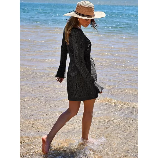 Caracilia Women Swimsuit Coverup Crochet Bathing Suit Swim Cover Up for Swimwear Bikini Beachwear 2024 Summer Beach Dress