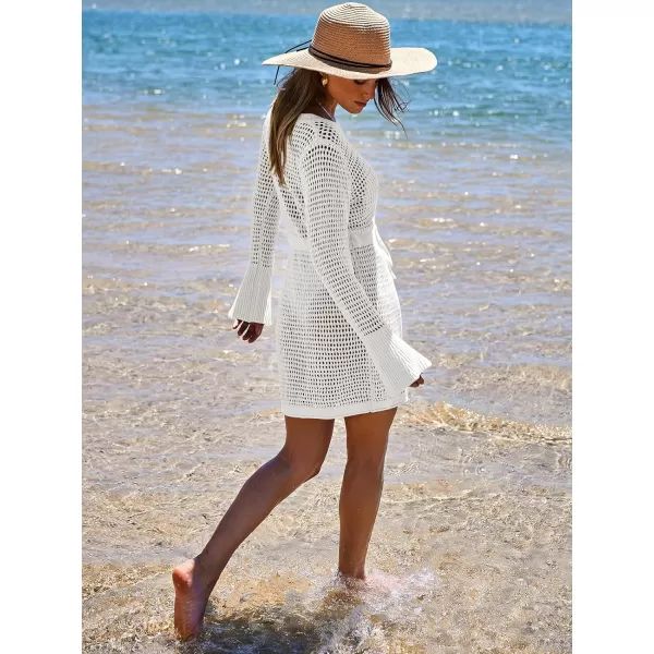 Caracilia Women Swimsuit Coverup Crochet Bathing Suit Swim Cover Up for Swimwear Bikini Beachwear 2024 Summer Beach Dress