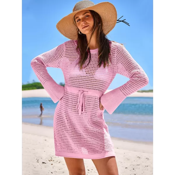 Caracilia Women Swimsuit Coverup Crochet Bathing Suit Swim Cover Up for Swimwear Bikini Beachwear 2024 Summer Beach Dress