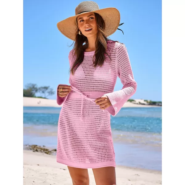 Caracilia Women Swimsuit Coverup Crochet Bathing Suit Swim Cover Up for Swimwear Bikini Beachwear 2024 Summer Beach Dress