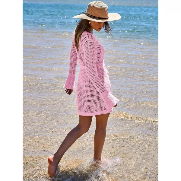 Caracilia Women Swimsuit Coverup Crochet Bathing Suit Swim Cover Up for Swimwear Bikini Beachwear 2024 Summer Beach Dress