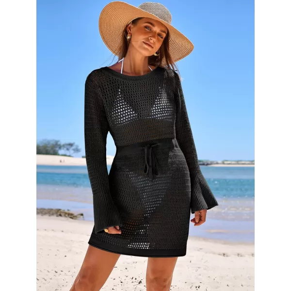 Caracilia Women Swimsuit Coverup Crochet Bathing Suit Swim Cover Up for Swimwear Bikini Beachwear 2024 Summer Beach Dress