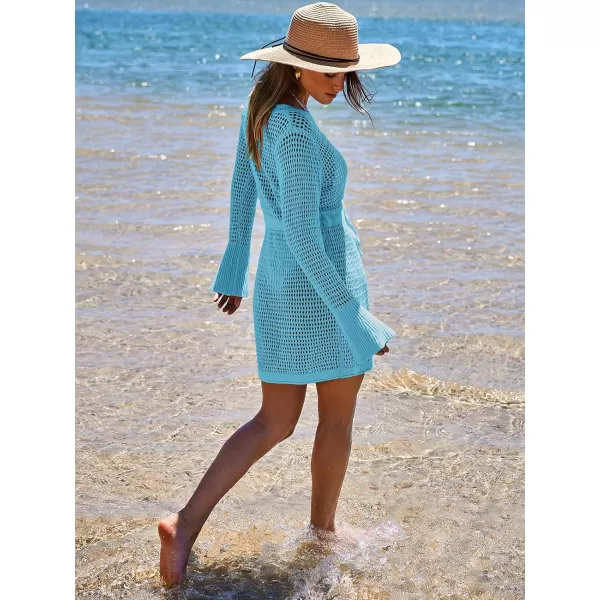 Caracilia Women Swimsuit Coverup Crochet Bathing Suit Swim Cover Up for Swimwear Bikini Beachwear 2024 Summer Beach Dress
