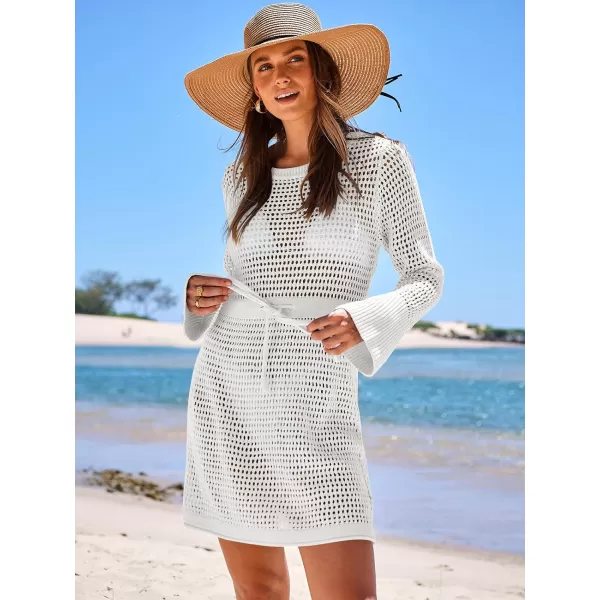 Caracilia Women Swimsuit Coverup Crochet Bathing Suit Swim Cover Up for Swimwear Bikini Beachwear 2024 Summer Beach Dress