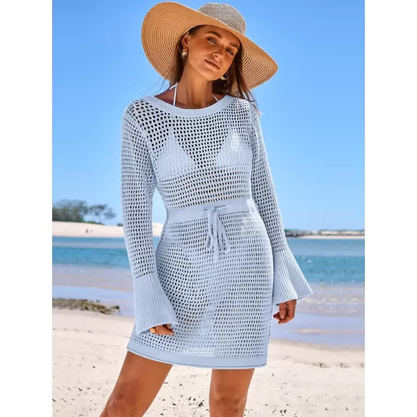 Caracilia Women Swimsuit Coverup Crochet Bathing Suit Swim Cover Up for Swimwear Bikini Beachwear 2024 Summer Beach Dress