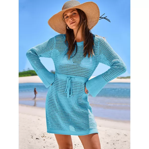 Caracilia Women Swimsuit Coverup Crochet Bathing Suit Swim Cover Up for Swimwear Bikini Beachwear 2024 Summer Beach Dress