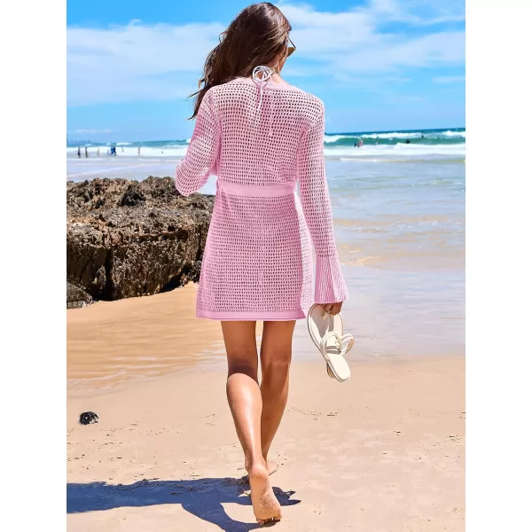 Caracilia Women Swimsuit Coverup Crochet Bathing Suit Swim Cover Up for Swimwear Bikini Beachwear 2024 Summer Beach Dress