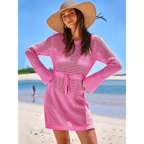 Caracilia Women Swimsuit Coverup Crochet Bathing Suit Swim Cover Up for Swimwear Bikini Beachwear 2024 Summer Beach Dress
