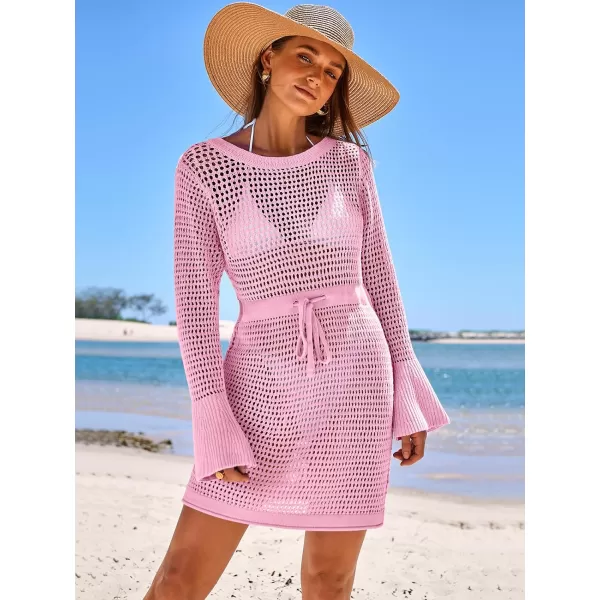 Caracilia Women Swimsuit Coverup Crochet Bathing Suit Swim Cover Up for Swimwear Bikini Beachwear 2024 Summer Beach Dress