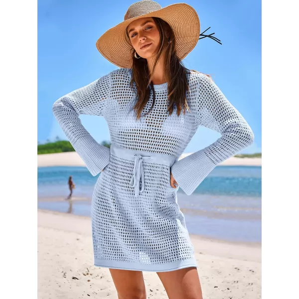 Caracilia Women Swimsuit Coverup Crochet Bathing Suit Swim Cover Up for Swimwear Bikini Beachwear 2024 Summer Beach Dress