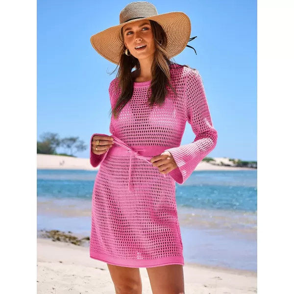 Caracilia Women Swimsuit Coverup Crochet Bathing Suit Swim Cover Up for Swimwear Bikini Beachwear 2024 Summer Beach Dress