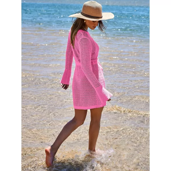 Caracilia Women Swimsuit Coverup Crochet Bathing Suit Swim Cover Up for Swimwear Bikini Beachwear 2024 Summer Beach Dress
