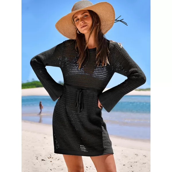 Caracilia Women Swimsuit Coverup Crochet Bathing Suit Swim Cover Up for Swimwear Bikini Beachwear 2024 Summer Beach Dress