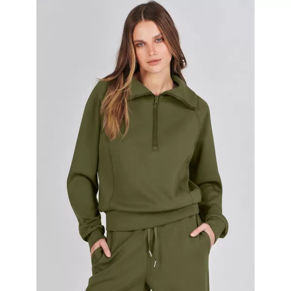 Caracilia Women Two Piece Outfits Sweatsuit Set Quarter Zip Oversized Sweatshirt Wide Leg Sweatpant Fall Lounge Set Tracksuit