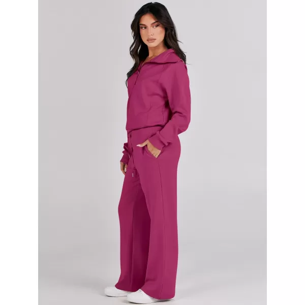 Caracilia Women Two Piece Outfits Sweatsuit Set Quarter Zip Oversized Sweatshirt Wide Leg Sweatpant Fall Lounge Set Tracksuit