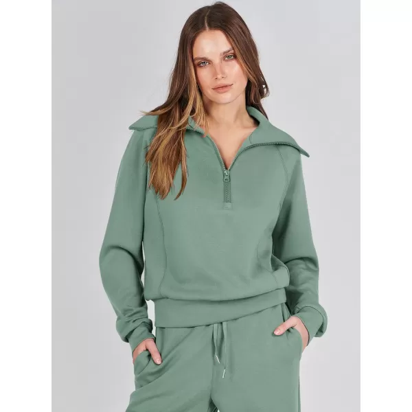Caracilia Women Two Piece Outfits Sweatsuit Set Quarter Zip Oversized Sweatshirt Wide Leg Sweatpant Fall Lounge Set Tracksuit