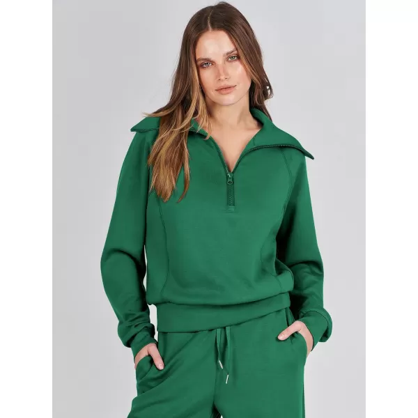 Caracilia Women Two Piece Outfits Sweatsuit Set Quarter Zip Oversized Sweatshirt Wide Leg Sweatpant Fall Lounge Set Tracksuit
