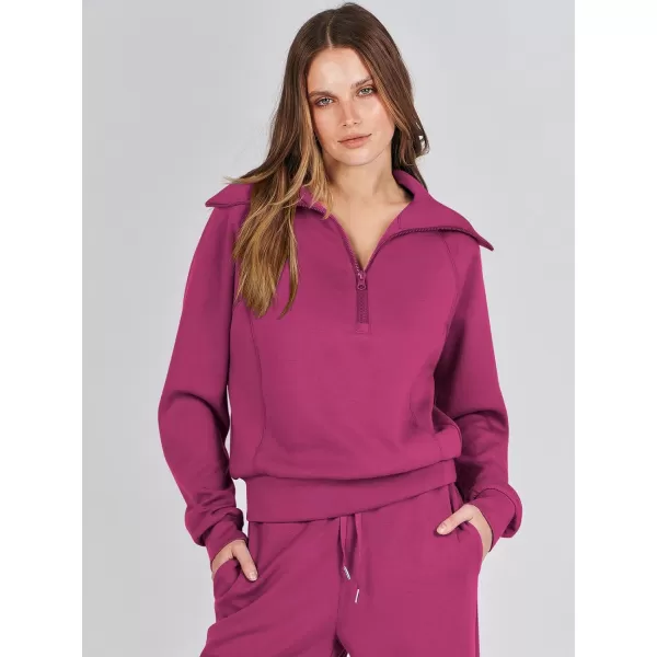 Caracilia Women Two Piece Outfits Sweatsuit Set Quarter Zip Oversized Sweatshirt Wide Leg Sweatpant Fall Lounge Set Tracksuit