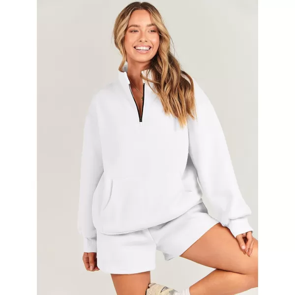 Caracilia Women’s 2 Piece Outfits Sweatsuit Oversized Half Zip Sweatshirt and Shorts Matching Lounge Set Fall Tracksuits