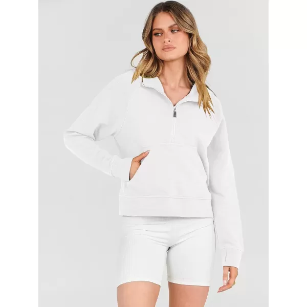 Caracilia Womens Hoodies Long Sleeve Half Zip Fleece Oversized Crop Pullover Sweatshirts with Pockets Thumb Hole