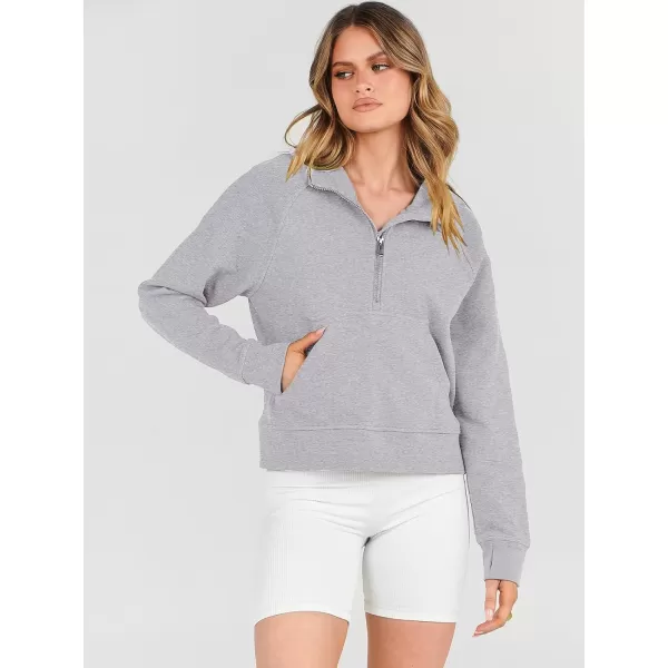 Caracilia Womens Hoodies Long Sleeve Half Zip Fleece Oversized Crop Pullover Sweatshirts with Pockets Thumb Hole