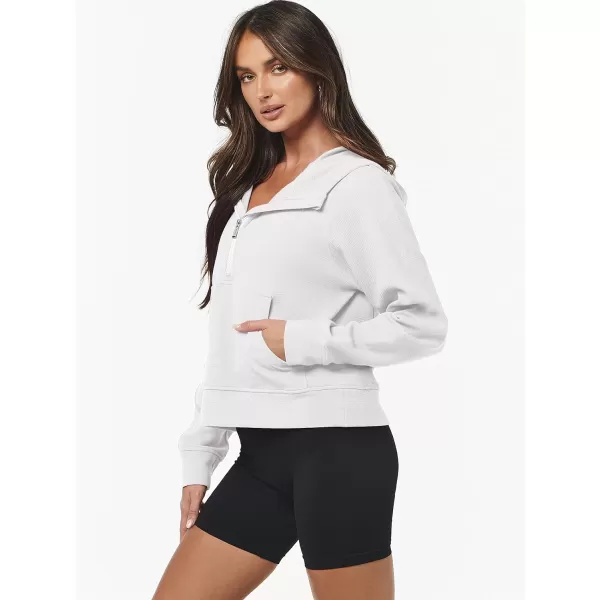 Caracilia Womens Hoodies Long Sleeve Half Zip Fleece Oversized Crop Pullover Sweatshirts with Pockets Thumb Hole
