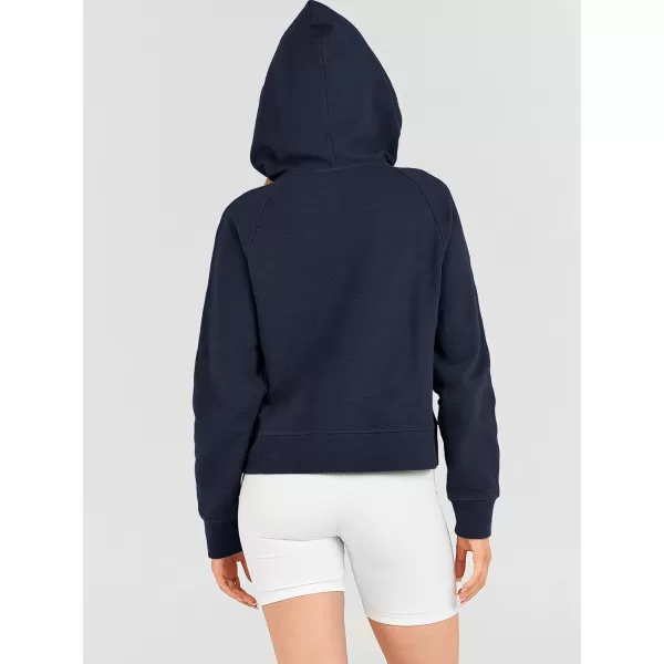 Caracilia Womens Hoodies Long Sleeve Half Zip Fleece Oversized Crop Pullover Sweatshirts with Pockets Thumb Hole