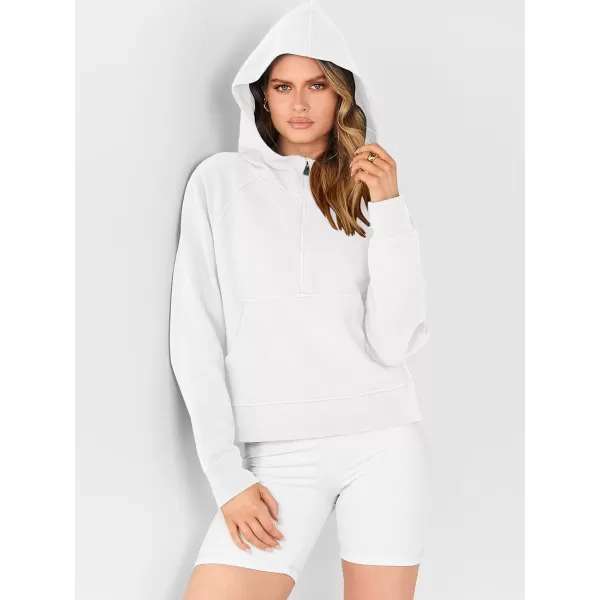 Caracilia Womens Hoodies Long Sleeve Half Zip Fleece Oversized Crop Pullover Sweatshirts with Pockets Thumb Hole