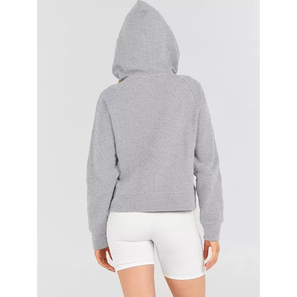 Caracilia Womens Hoodies Long Sleeve Half Zip Fleece Oversized Crop Pullover Sweatshirts with Pockets Thumb Hole