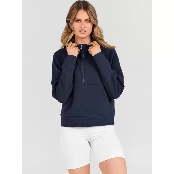 Caracilia Womens Hoodies Long Sleeve Half Zip Fleece Oversized Crop Pullover Sweatshirts with Pockets Thumb Hole