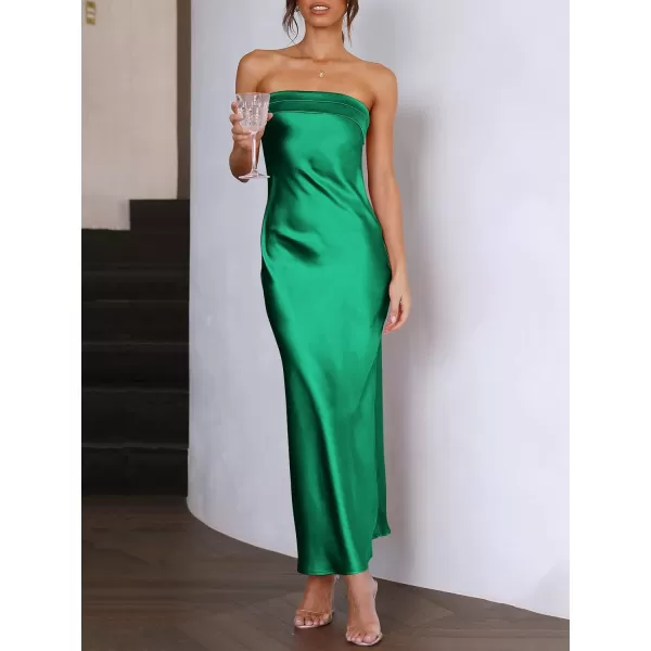 Caracilia Womens Satin Tube Sexy Backless Cut Out Formal Wedding Guest Evening Party Maxi Dresses