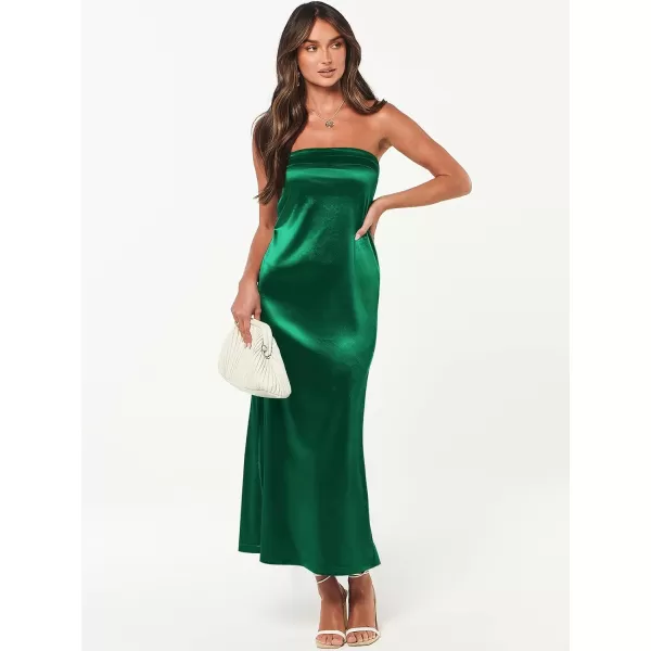 Caracilia Womens Satin Tube Sexy Backless Cut Out Formal Wedding Guest Evening Party Maxi Dresses