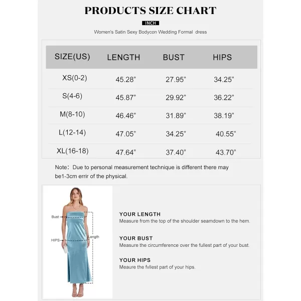 Caracilia Womens Satin Tube Sexy Backless Cut Out Formal Wedding Guest Evening Party Maxi Dresses