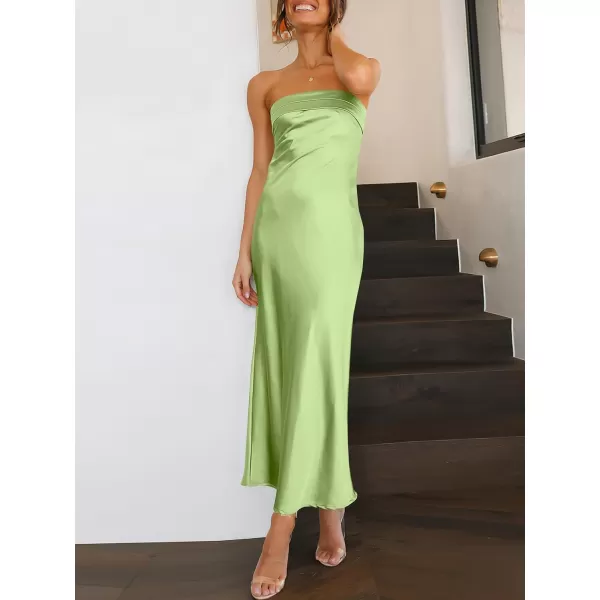 Caracilia Womens Satin Tube Sexy Backless Cut Out Formal Wedding Guest Evening Party Maxi Dresses