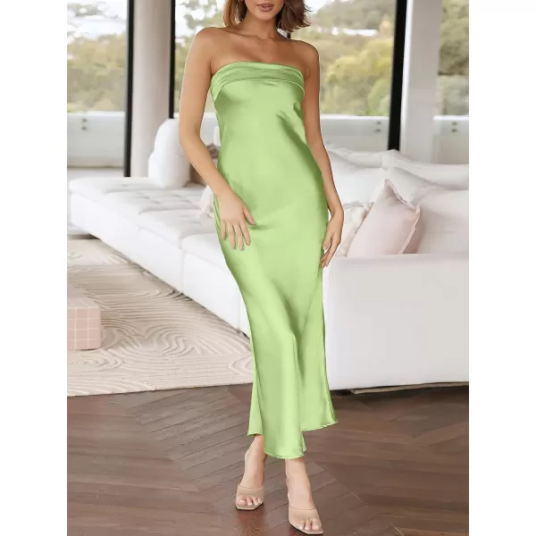 Caracilia Womens Satin Tube Sexy Backless Cut Out Formal Wedding Guest Evening Party Maxi Dresses